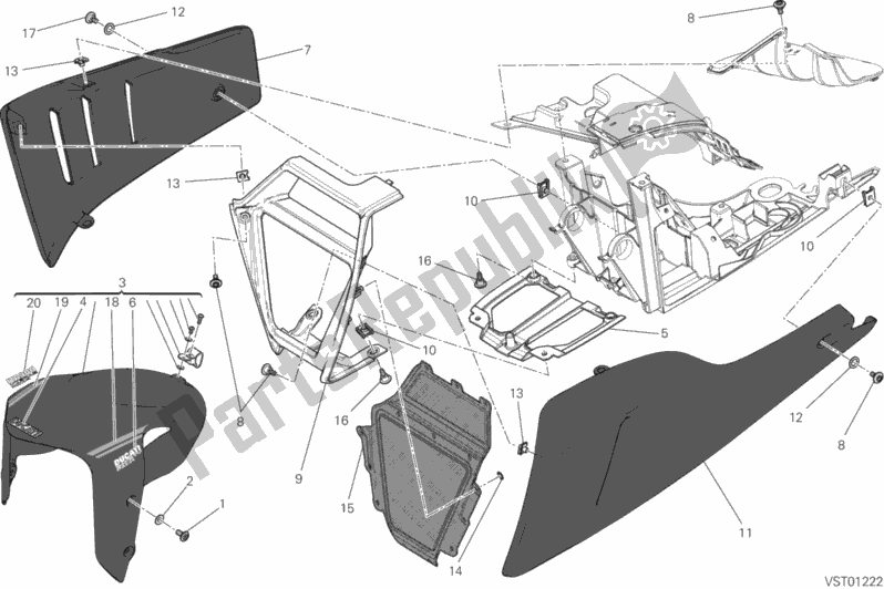 All parts for the Front Mudguard of the Ducati Diavel Cromo 1200 2013